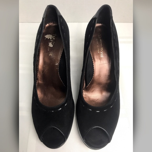 Taryn Rose Suede Leather Peep Toe Wedge Heels - Picture 7 of 8